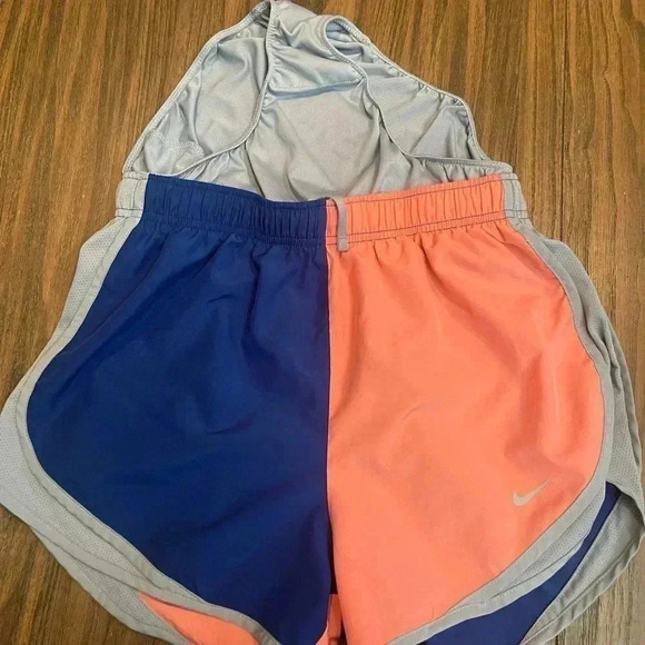 Nike Dri Fit Tempo Athletic Running Shorts Blue Peach Gray Women’s Size Medium - Picture 8 of 13
